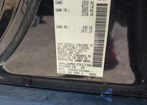 2014 Nissan Altima 2.5/2.5 S/2.5 Sl/2.5 Sv z USA, uszkodzony, nr VIN 1N4AL3AP9EC295796